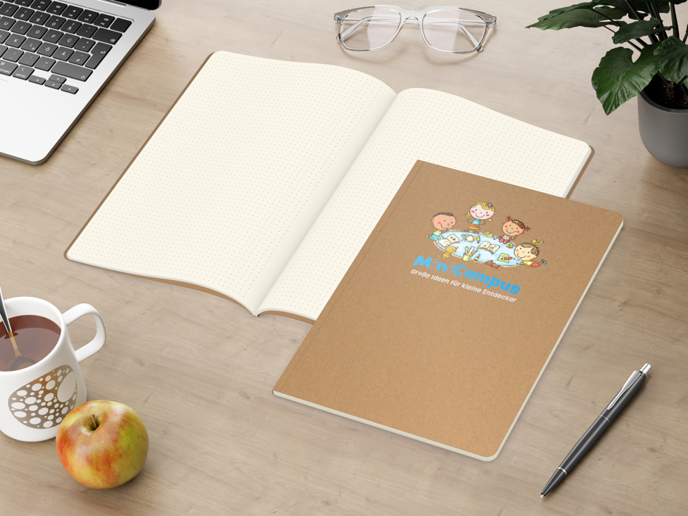 Notizbuch Copy-Book, A4, Punktraster, braun, Siebdruck-Digital