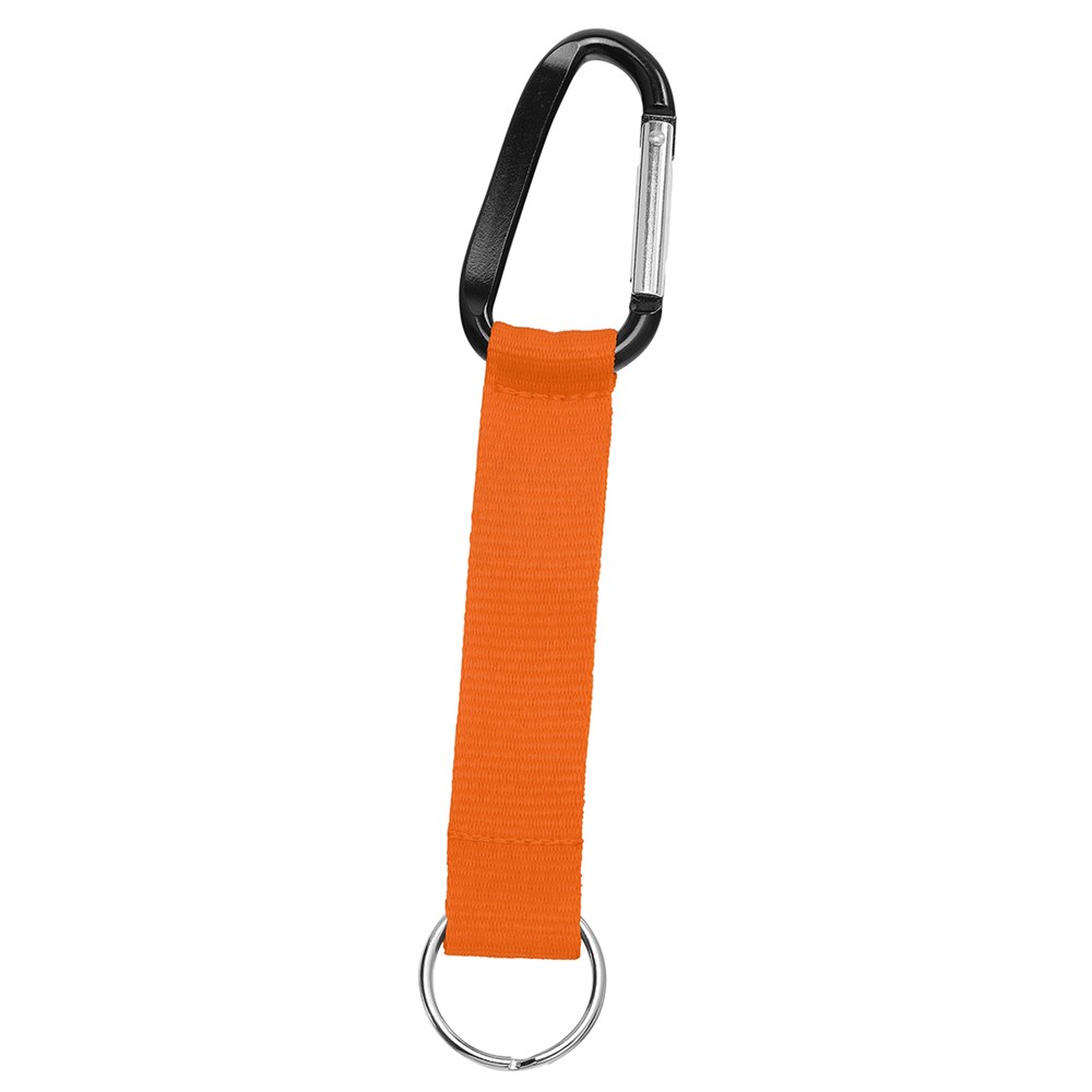 Kurz-Schlüsselband/Kurz-Lanyard "Duo" - Orangerot (ca. Pantone 021C)/schwarz